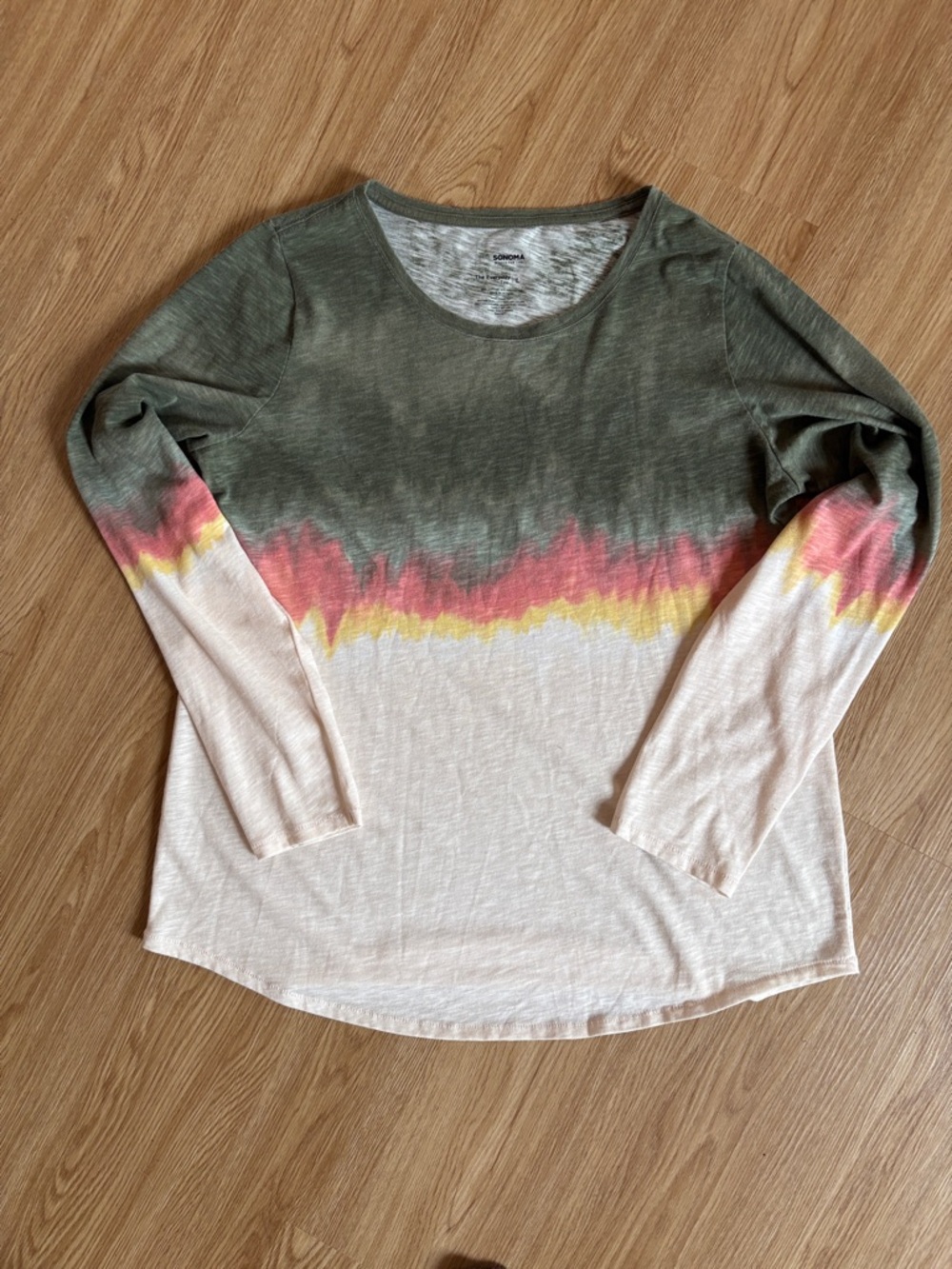 Sonoma Olive, Pink & Yellow Dip-Dye Long Sleeve Tee